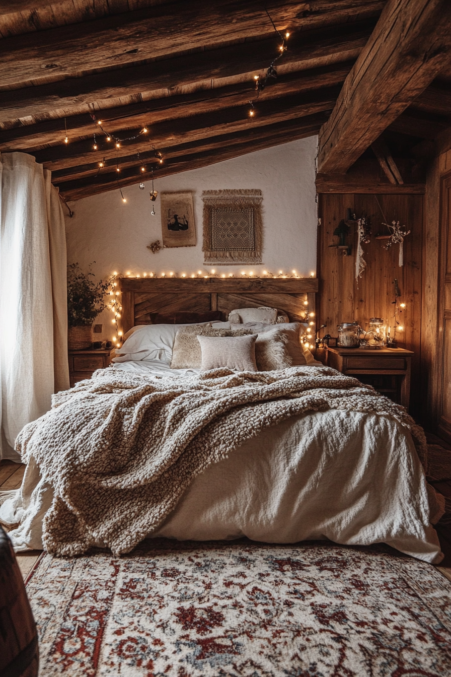 Rustic cocooning: A bedroom like a winter refuge