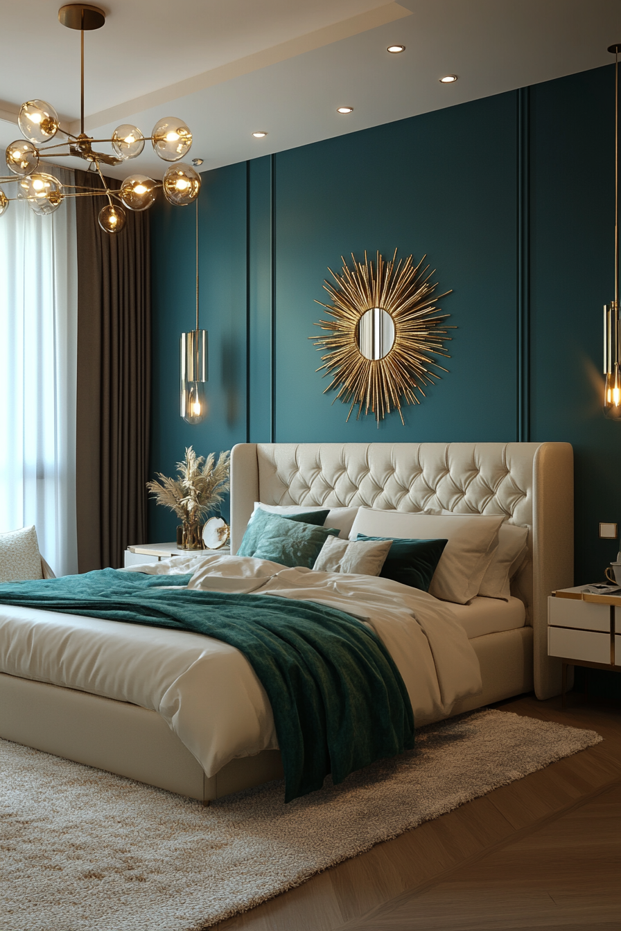 Dive into luxury with a bedroom in petrol blue tones: A must-have trend for 2025
