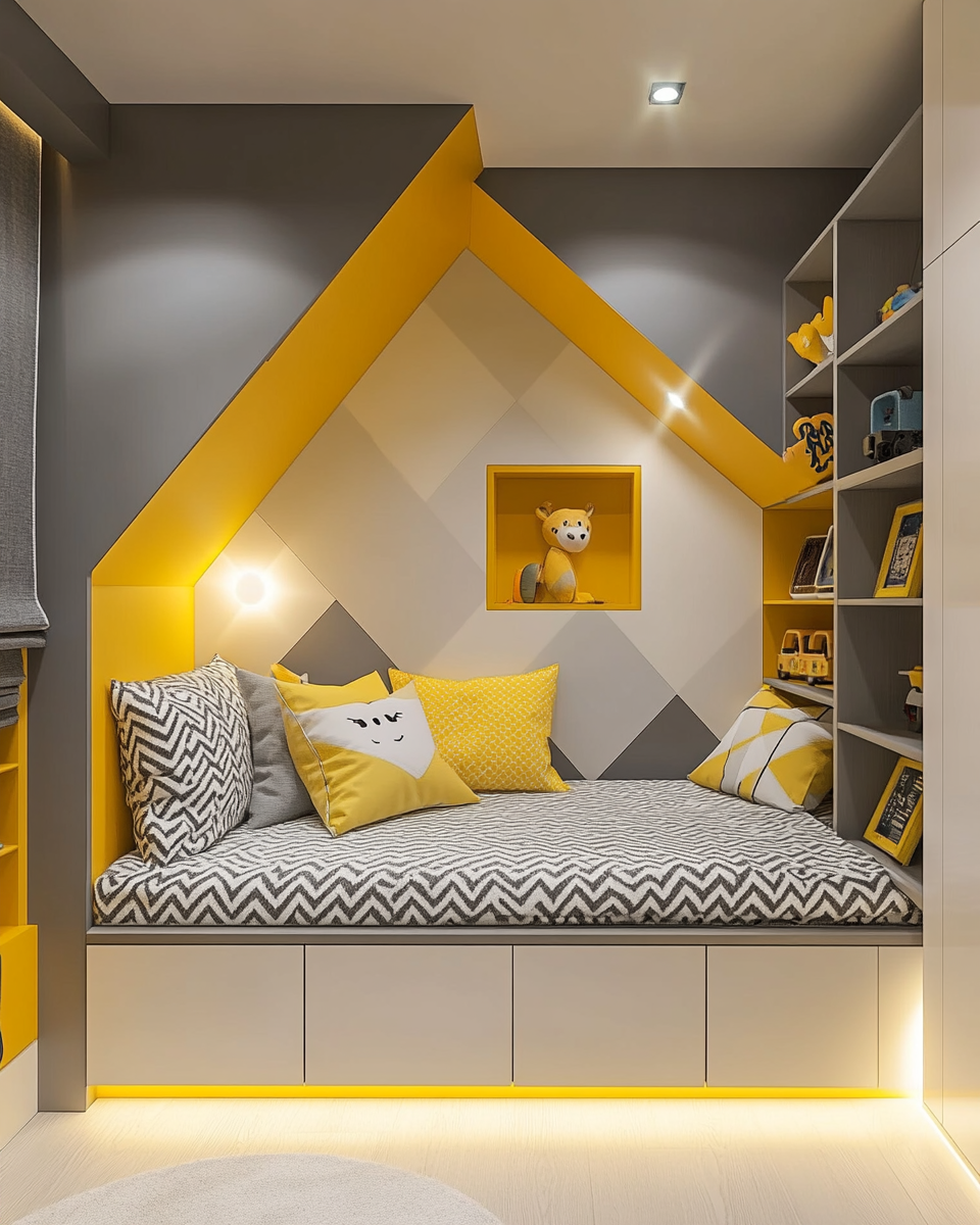 Sun and geometry: A contemporary kids' reading nook