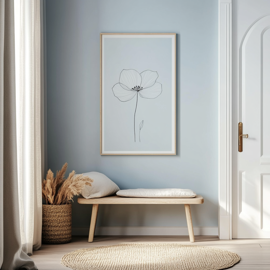 Minimalist elegance: a haven of serenity in pastel blue