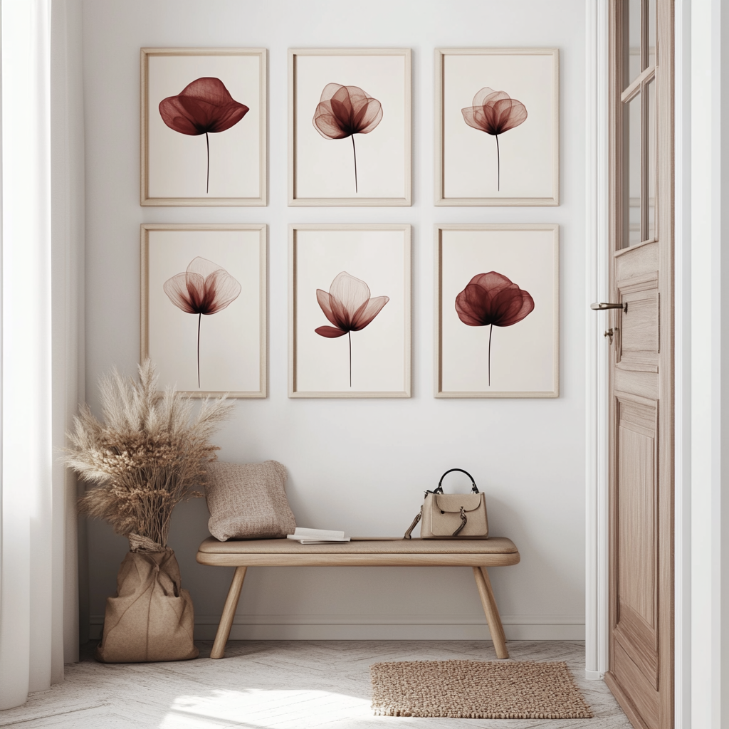Elevate your walls with floral frames and deep tones